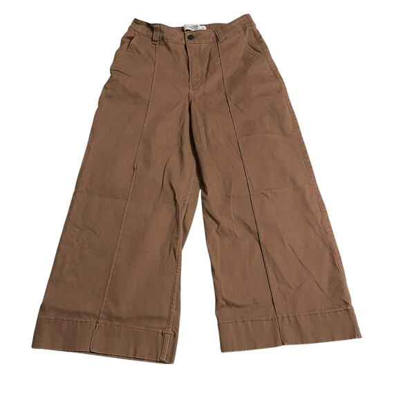 Hollister Womens Jeans Medium Brown Ultra High Rise Wide Leg Cropped Trouser - Picture 1 of 10